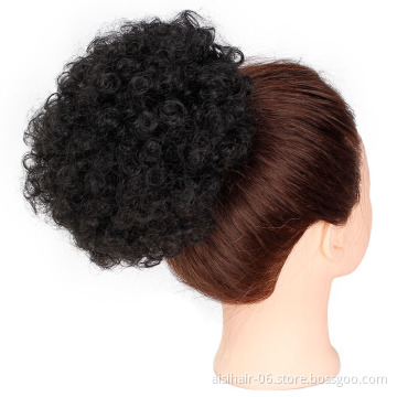 Aisi Hair Synthetic Afro Black Short Curly Hair Bun Drawstring Chignon For Black Women Ponytail Hair Piece